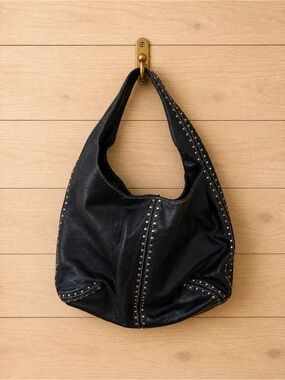 Vintage Michael Kors Black Leather Studded Hobo Bag